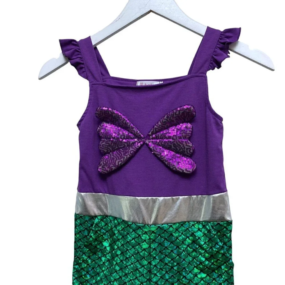 Mermaid Princess Halloween Costume Little Girls 5/6 by Lily Tots Romper Shorts